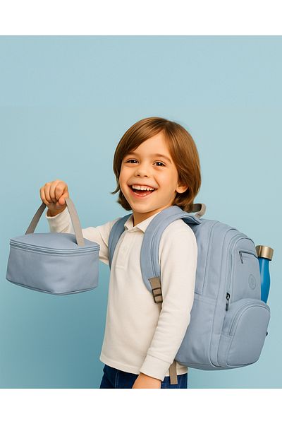 Alone Set de 3 ghiozdane pentru școală primară – rucsac Suport stilou pentru nutriție 8581 Albastru