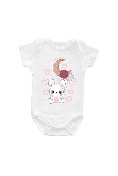 Printisimi Body bebelus "Iepuras dragut", Alb, Bumbac