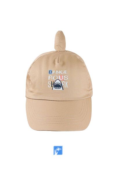 Kardelen Butik Denizli 100% Cotton Shark Hat with Nape Protection for Baby Boys (1-3 Years) (Size 48-50 cm)