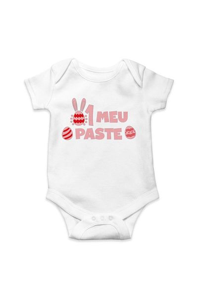 Printisimi Body personalizat bebe fetita "PRIMUL MEU PASTE", Alb, Bumbac