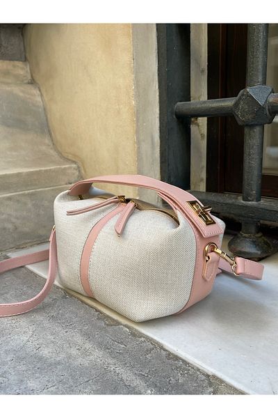 nura Powder Women's Linen Interlocking Sandal Hand and Shoulder Bag