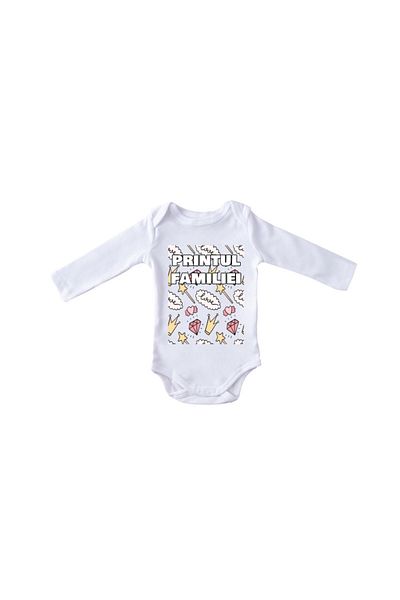 Printisimi Body bebelus "Printul familiei", Alb, Bumbac