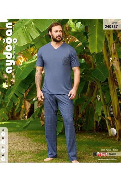 Aydoğan 100% Cotton Men's Short Sleeve Pajama Set Style and Comfort in One