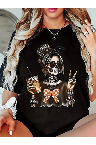 qubo sportswear & company qubo ЧЕРНА тениска с къс ръкав и щампа с голямо деколте и унисекс