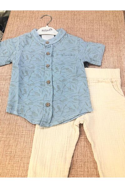 Terry Judge Collar Muslim Shirt Muslim Pants Set