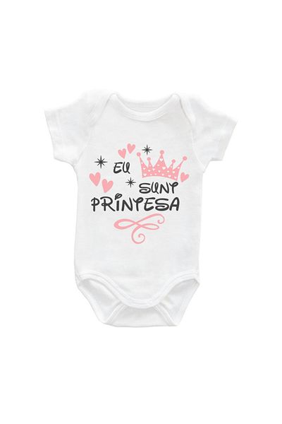 Printisimi Body bebelus "Eu sunt printesa", Alb, Bumbac