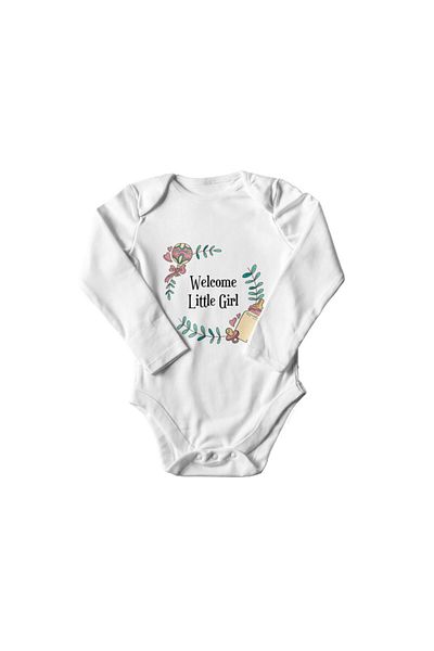 Printisimi Body bebelus "Welcome little girl", Alb, Bumbac