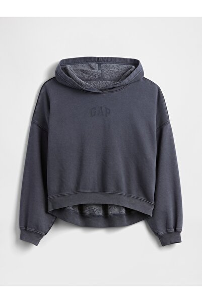 GAP Kadın Koyu Mavi Relaxed Logo Fleece Sweatshirt