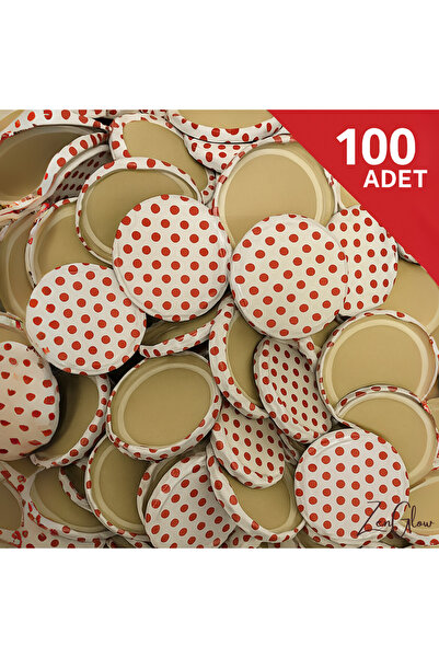 ZenGlow Metal Beyaz Puantiyeli Kavanoz Konserve Kapağı 8,2 cm ( PŞABAHÇE kava...