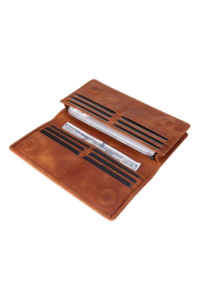 Lev Leather Genuine Leather Women's Wallet - Phone Compartment, Card Holder, Coin Compartment, Magnet Closure