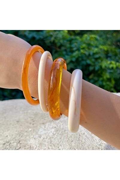 STEELMAKER JEWELRY مجموعة أساور من الأكريليك مكونة من 4 قطع