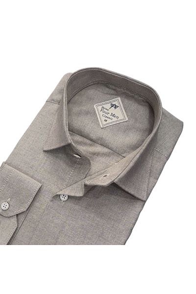 GÖMLEK GALERİSİ Men's Classic Wide Relaxed Fit Long Sleeve Oxford Cotton Shirt with Pockets