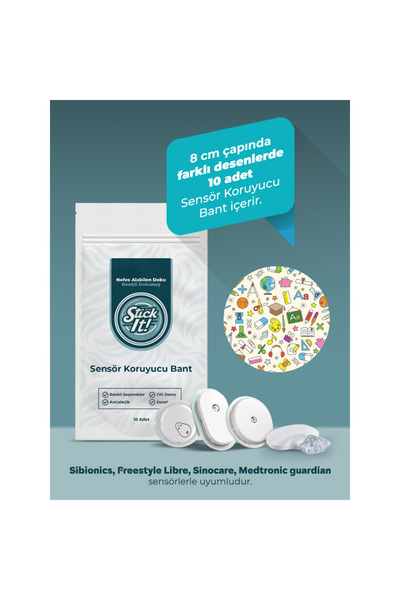 StickIT FreeStyle Libre Sibionics Sinocare Medtronic Sensör Koruyucu Bant – School