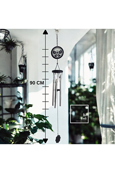 77 WB77-2 90 cm Kelebek Desenli Metal Rüzgar Çanı – Doğal Sesli Bahçe Balkon ...