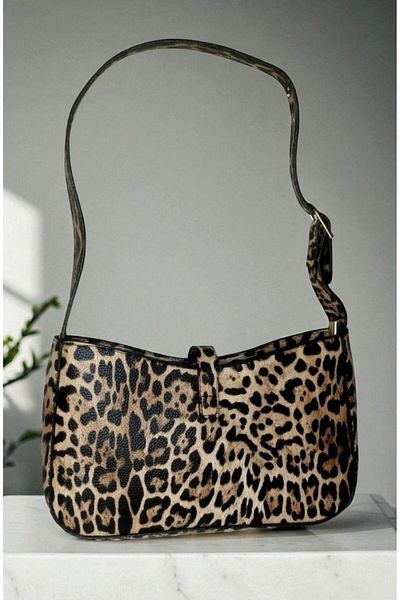 marufshop Geantă de mână și de umăr pentru femei, cu curea reglabilă, din piele artificială, cu model leopard