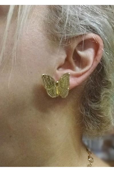 mos&more Gold Color Butterfly Design Women's Earrings