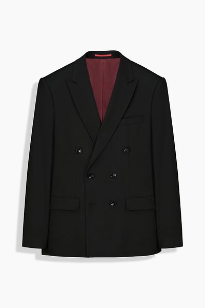 Sarar Interview Woven Fabric Double Breasted Slim Fit Black Suit