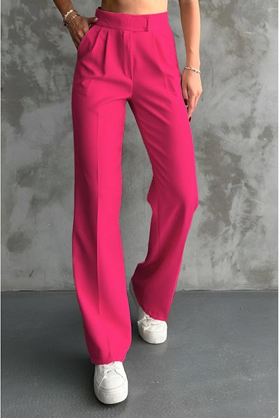 Mogi Butik 3087 Double Crepe Lycra Velcro Closure Palazzo Women's Trousers