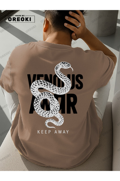 EFFRENATU Stand Back Printed Cotton Fabric Men's Light Brown T-Shirt