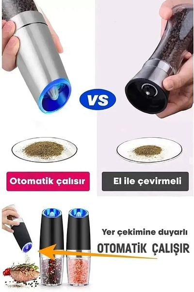 MİMORA HOME 1 Piece Automatic Pepper Salt Mill with Sensor Ceramic Blade Spice