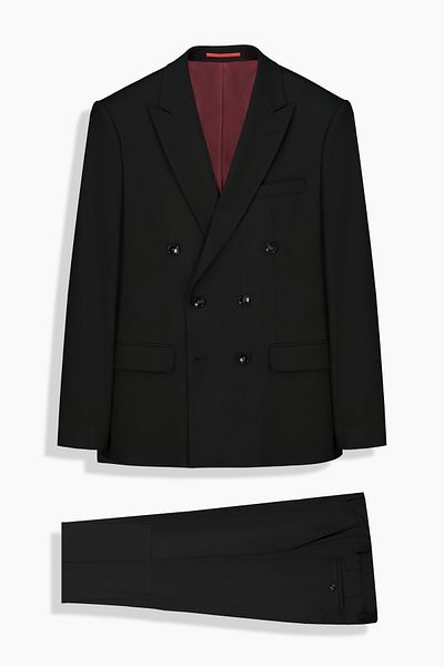 Sarar Interview Woven Fabric Double Breasted Slim Fit Black Suit