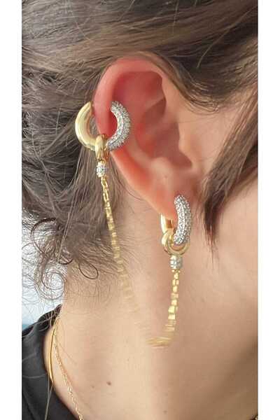 by kayra collection ÇELİK ZİRKON TAŞLI RAİNBOW KÜPE