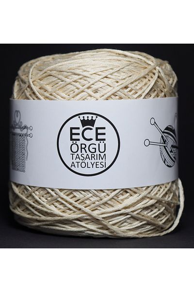 Ece Örgü Tasarım Atölyesi Χρώμα χαρτιού εφημερίδας, πλεκτό σχοινί χειρός από μπαμπού βαμβάκι. (200 γρ.)