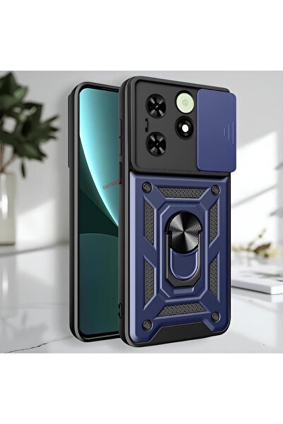 Hatreds Tecno Spark 20 Kılıf Magnetik Standlı Sürgülü Kamera Korumalı TPU Tan...