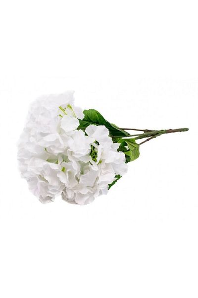 OEM Flori artificiale, buchet de hortensii cu 5 tulpini, 33 cm, alb