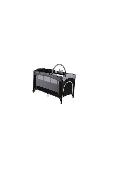 KIKIBEBE Expandable Baby Crib – Convertible Bedside Crib with Playpen & Rocking Glider (Black)