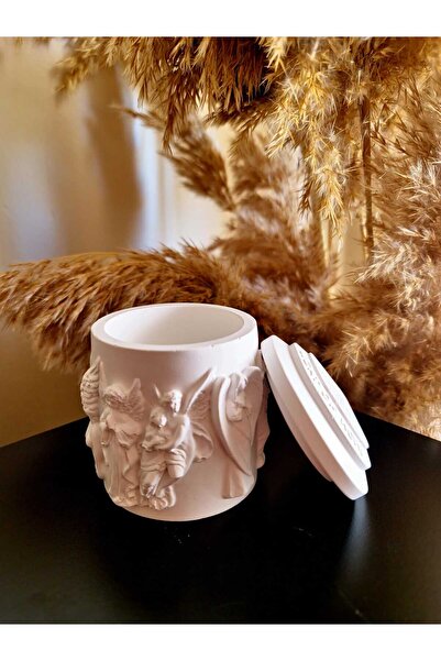 Dekor 10*8 cm Melek Figürlü Kapaklı Takı Kutusu - Beyaz - Melek Mumluk & Deko...