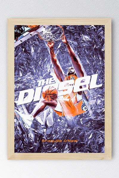 Saturn Shaquille O'Neal Framed Painting - Basketball Nba Poster Painting