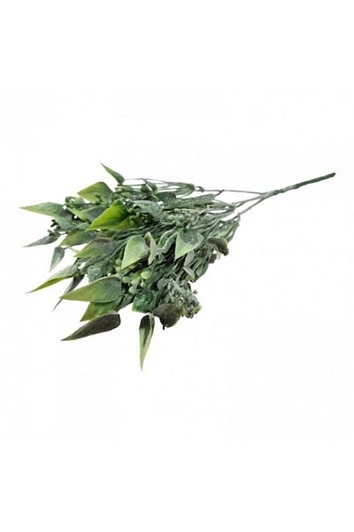 OEM Artificial frosted leaves with buds, bouquet of 5 strands, 30 cm, shades of green