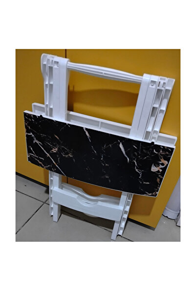 abnturk 44x37 Katlanır Siyah Beyaz Desenli Plastik masa