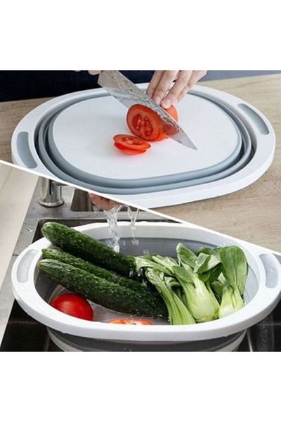 Leony Foldable Accordion Water Drain Basin Basin and Cutting Chopping Board Cutting Board