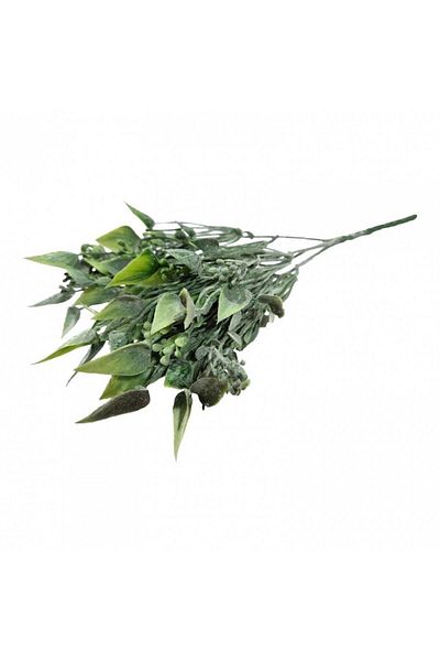 OEM Artificial frosted leaves with buds, bouquet of 5 strands, 30 cm, shades of green