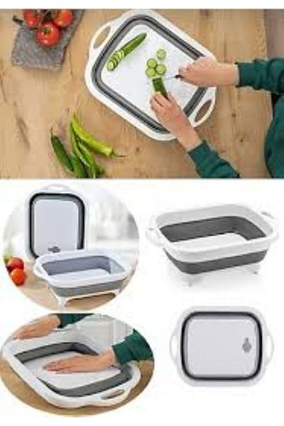 Leony Foldable Accordion Water Drain Basin Basin and Cutting Chopping Board Cutting Board