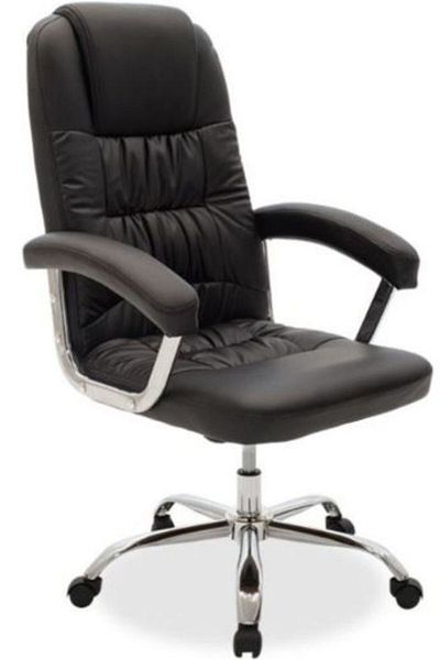 AWF AL WADI FURNITURE Cira Ergonomic High-Back Black Office Chair Soft PVC Fabric Cushion Computer Chair, Black