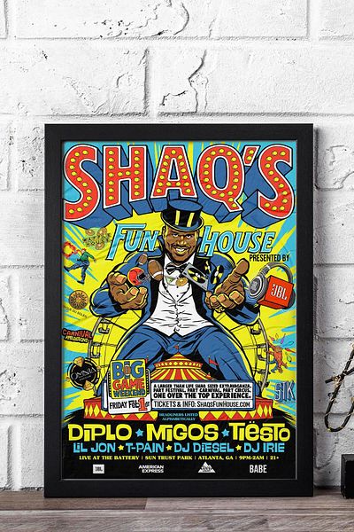 Saturn Pictură înrămată de Shaquille O'Neal - Pictură poster NBA de baschet