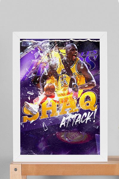 Saturn Pictură înrămată de Shaquille O'Neal - Pictură poster NBA Shaq Attack
