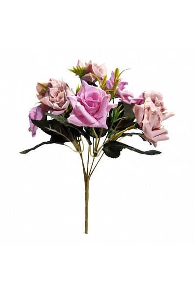 OEM Flori artificiale, buchet 5 fire, miniroze, 28 cm, mov