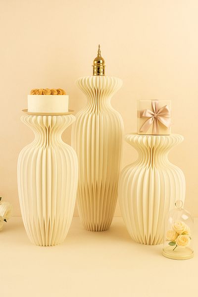 seasons box Stylish foldable display tables - 3 pieces, luxurious beige color