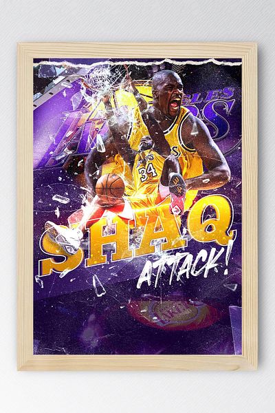 Saturn Pictură înrămată de Shaquille O'Neal - Pictură poster NBA Shaq Attack