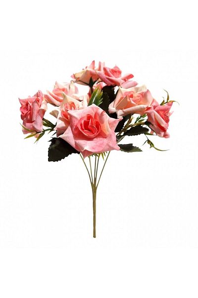 OEM Flori artificiale, buchet 5 tulpini, mini trandafiri, 28 cm, roz