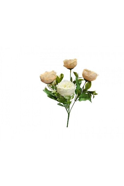 OEM Artificial Flowers, Peonies, Bouquet with 5 Stems, 30 cm, Red, Ivory