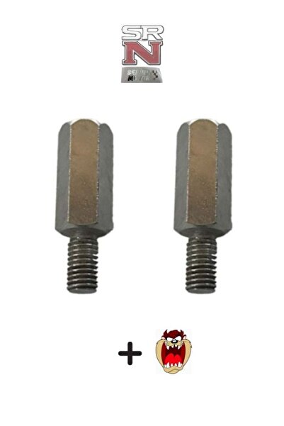 GMS Motosiklet Ayna Uzatma Aparatı Alt 8 mm Düz Diş - Üst 10mm Düz Diş 2 Adet + Stcker