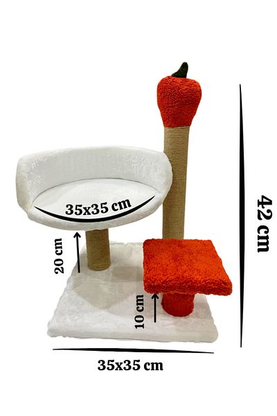 Komano Pontika 🍎   Stylish and Fun! Plush Cat Scratching and Resting Board with Carrot Detail – Compact and Comfortable 🐾