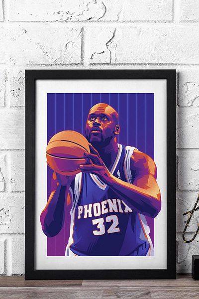 Saturn Pictură înrămată de Shaquille O'Neal - Pictură poster NBA de baschet