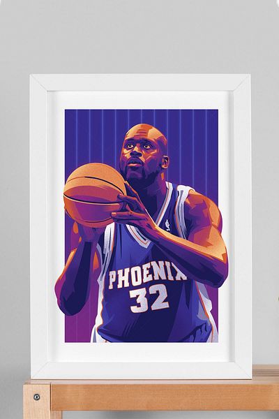 Saturn Pictură înrămată de Shaquille O'Neal - Pictură poster NBA de baschet