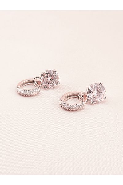 luree accessories Round Cut Stone Steel Earrings